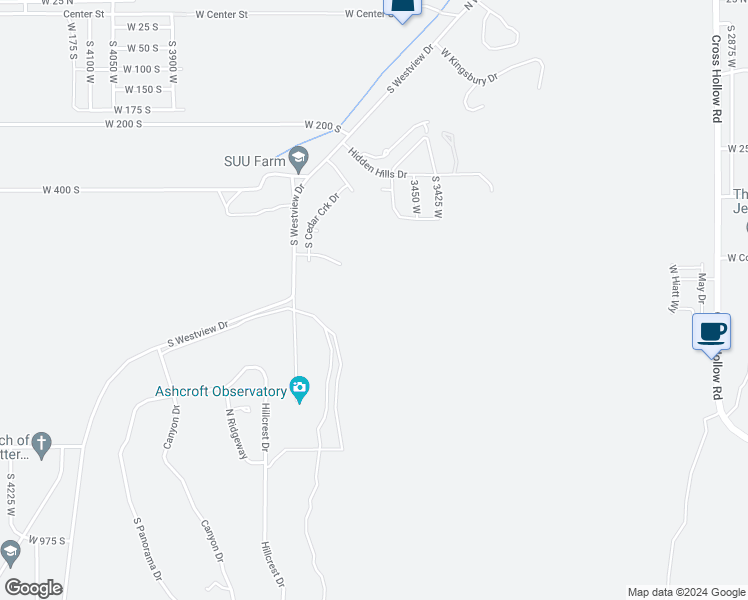 map of restaurants, bars, coffee shops, grocery stores, and more near 533 South Renze Adams Street in Cedar City