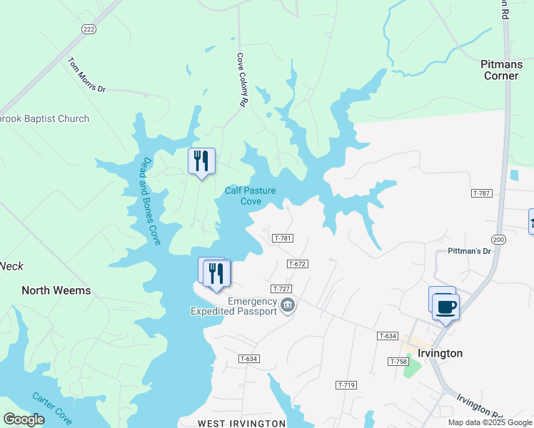 map of restaurants, bars, coffee shops, grocery stores, and more near 187 York Road in Irvington