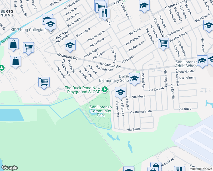 map of restaurants, bars, coffee shops, grocery stores, and more near 1834 Bandoni Avenue in San Lorenzo
