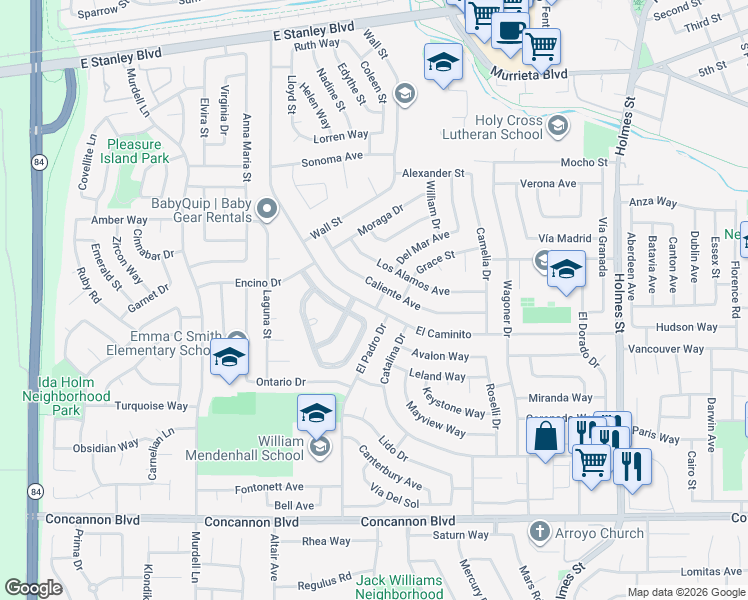 map of restaurants, bars, coffee shops, grocery stores, and more near 1083 Andalucia Street in Livermore