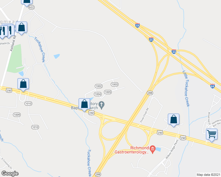 map of restaurants, bars, coffee shops, grocery stores, and more near 12661 Fawn Lane in Henrico