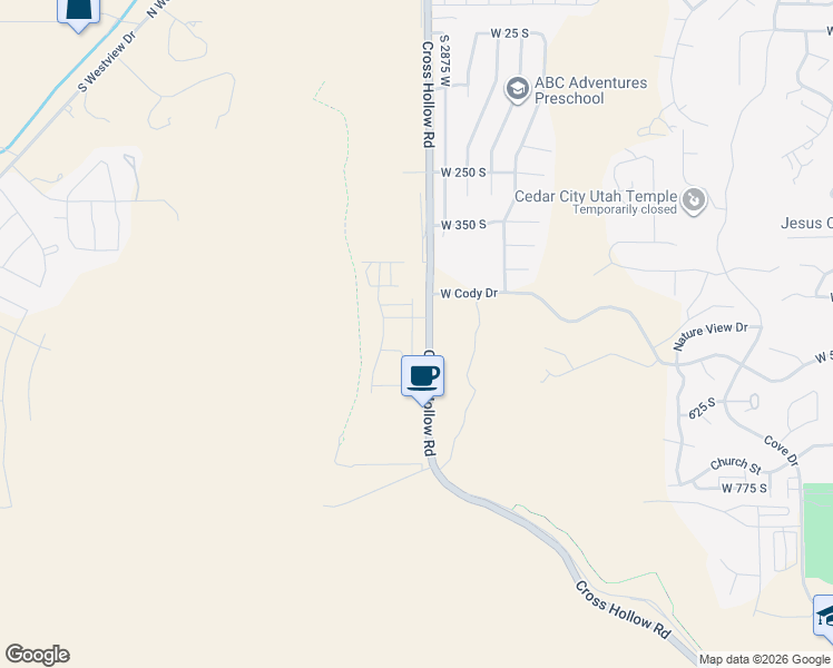 map of restaurants, bars, coffee shops, grocery stores, and more near 519 South May Drive in Cedar City