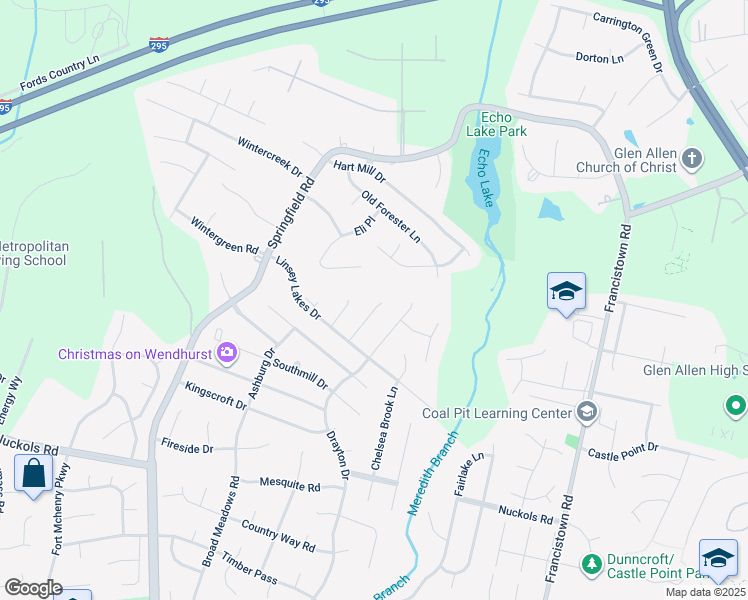 map of restaurants, bars, coffee shops, grocery stores, and more near 5633 Lake Sharon Drive in Glen Allen