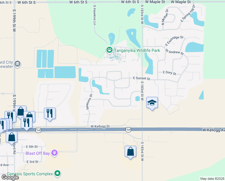 map of restaurants, bars, coffee shops, grocery stores, and more near 1000-1002 North Springwood Street in Goddard