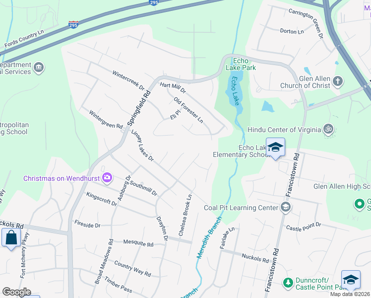map of restaurants, bars, coffee shops, grocery stores, and more near 5701 Drayton Drive in Glen Allen