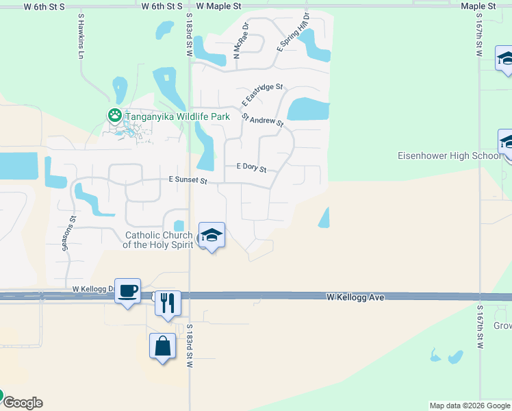 map of restaurants, bars, coffee shops, grocery stores, and more near 908 North Oak Ridge Court in Goddard