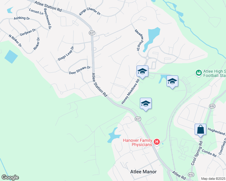 map of restaurants, bars, coffee shops, grocery stores, and more near 9789 Honeybee Drive in Mechanicsville