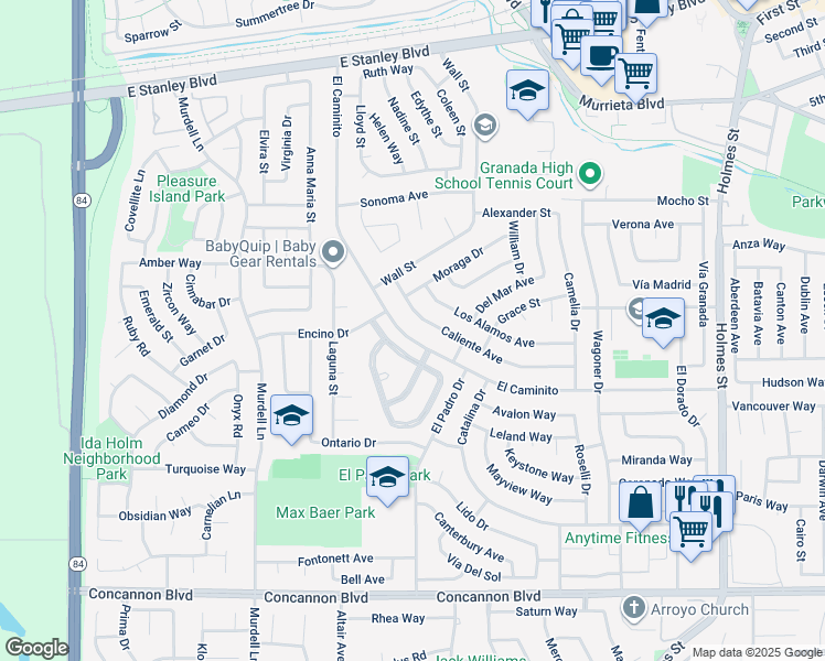 map of restaurants, bars, coffee shops, grocery stores, and more near 552 El Caminito in Livermore