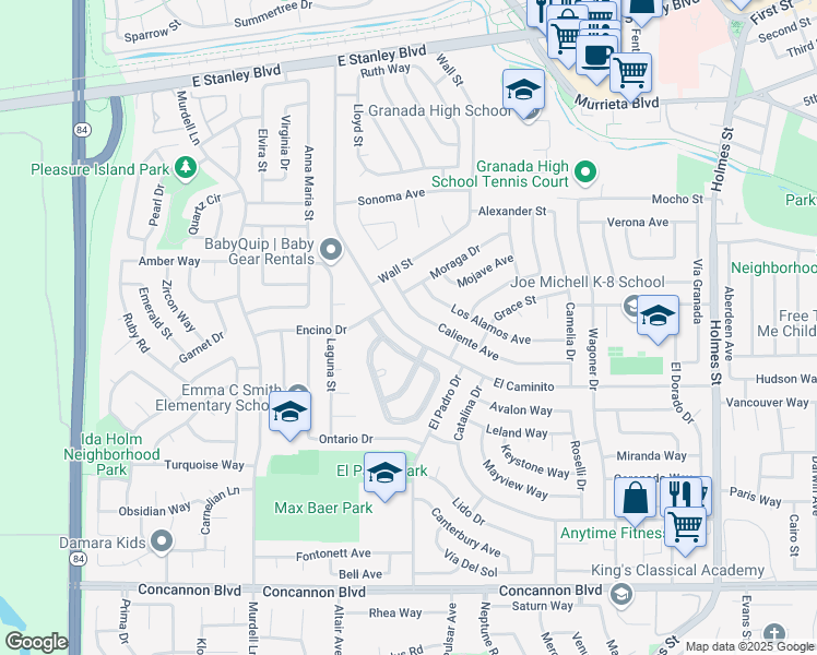map of restaurants, bars, coffee shops, grocery stores, and more near 552 El Caminito in Livermore