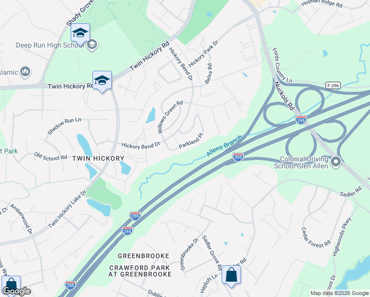 map of restaurants, bars, coffee shops, grocery stores, and more near 306 Jamerson Court in Glen Allen