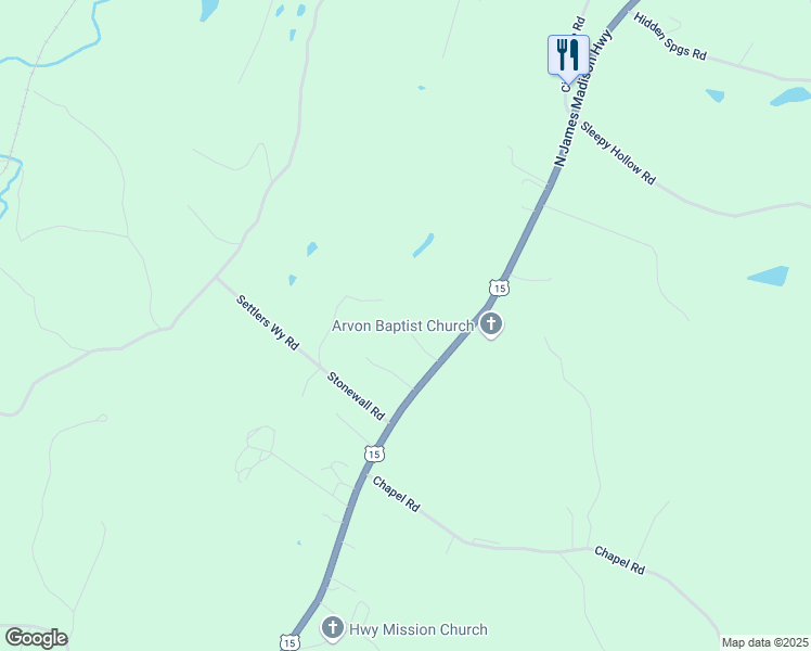 map of restaurants, bars, coffee shops, grocery stores, and more near Stone Wall Road in New Canton