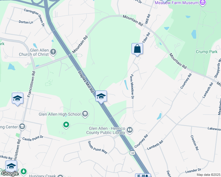 map of restaurants, bars, coffee shops, grocery stores, and more near 10790 Tiller Road in Glen Allen