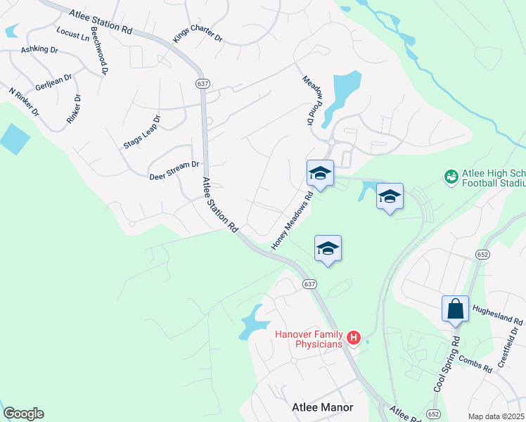map of restaurants, bars, coffee shops, grocery stores, and more near 9789 Honeybee Drive in Mechanicsville