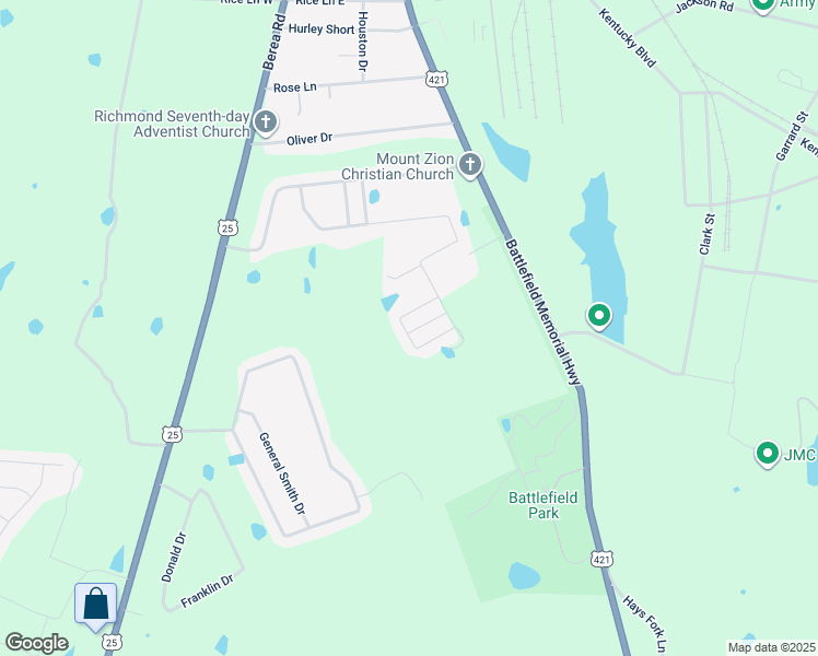 map of restaurants, bars, coffee shops, grocery stores, and more near 104 Battlefield Circle in Richmond