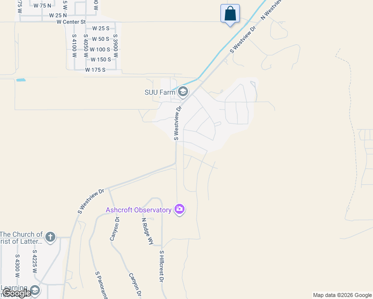 map of restaurants, bars, coffee shops, grocery stores, and more near Benson Way in Cedar City