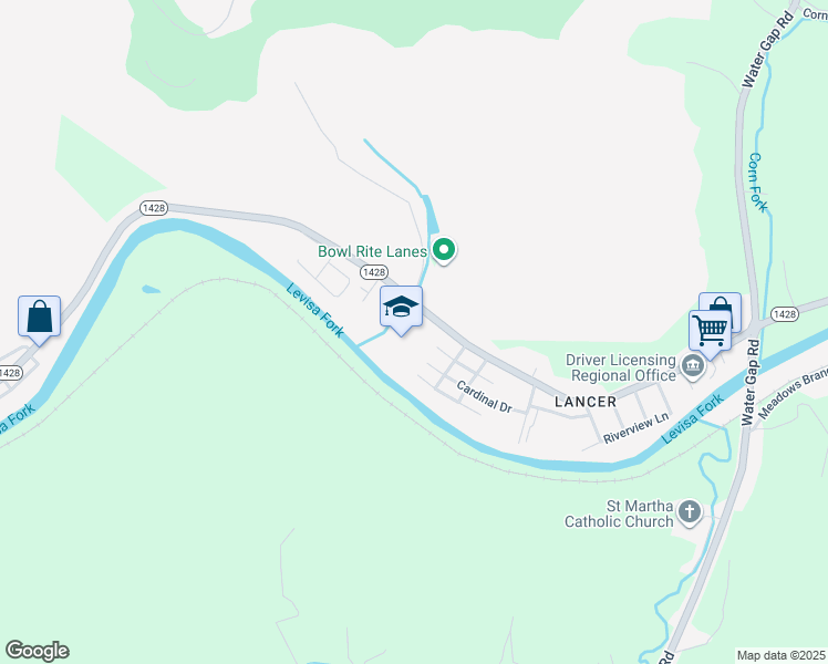 map of restaurants, bars, coffee shops, grocery stores, and more near 2520 South Lake Drive in Prestonsburg