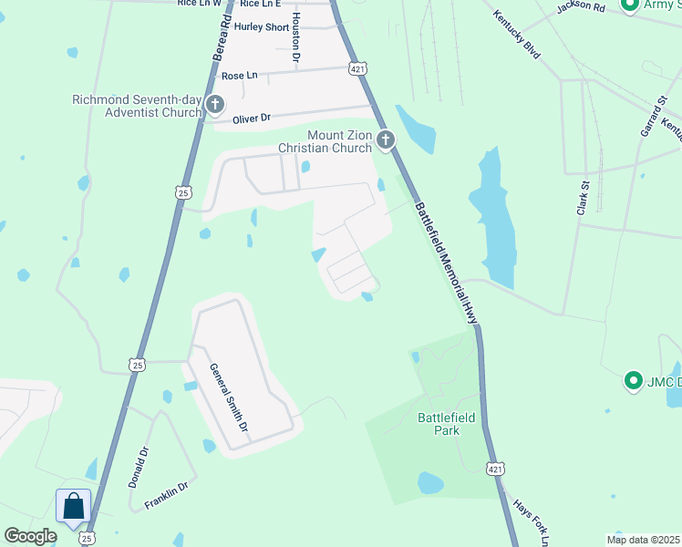map of restaurants, bars, coffee shops, grocery stores, and more near 104 Battlefield Circle in Richmond