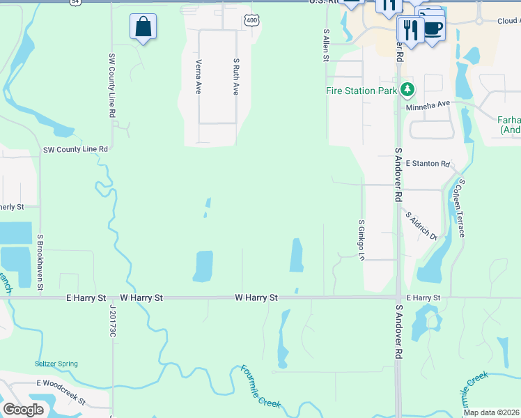 map of restaurants, bars, coffee shops, grocery stores, and more near 804 East Harry Street in Andover