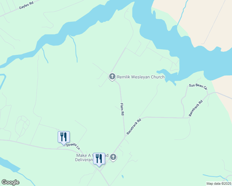 map of restaurants, bars, coffee shops, grocery stores, and more near 655 Flats Road in Urbanna