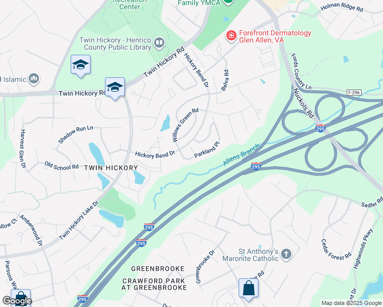 map of restaurants, bars, coffee shops, grocery stores, and more near 305 Jamerson Court in Glen Allen