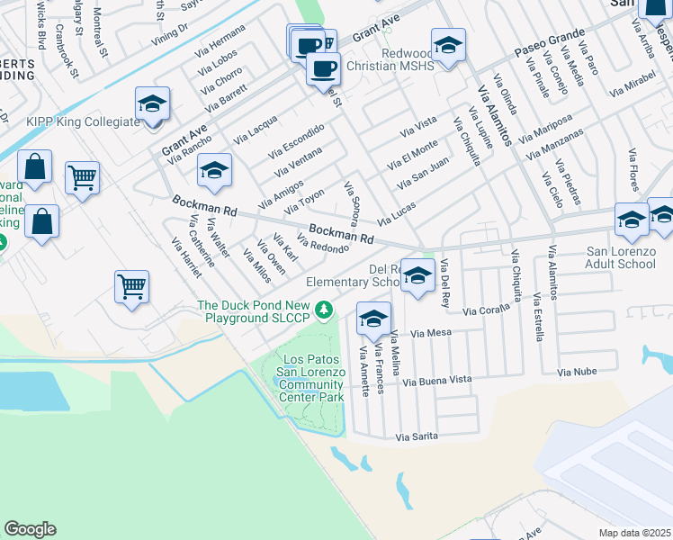 map of restaurants, bars, coffee shops, grocery stores, and more near 1773 Keller Avenue in San Lorenzo