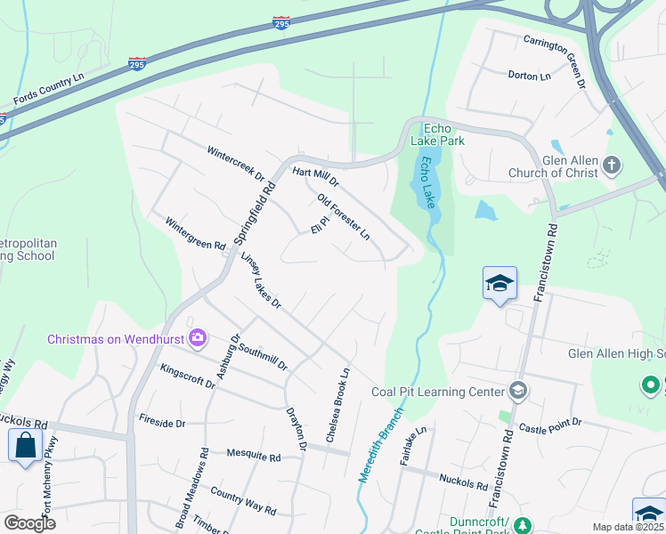 map of restaurants, bars, coffee shops, grocery stores, and more near 5200 Claytonshire Court in Glen Allen