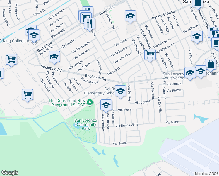 map of restaurants, bars, coffee shops, grocery stores, and more near in San Lorenzo