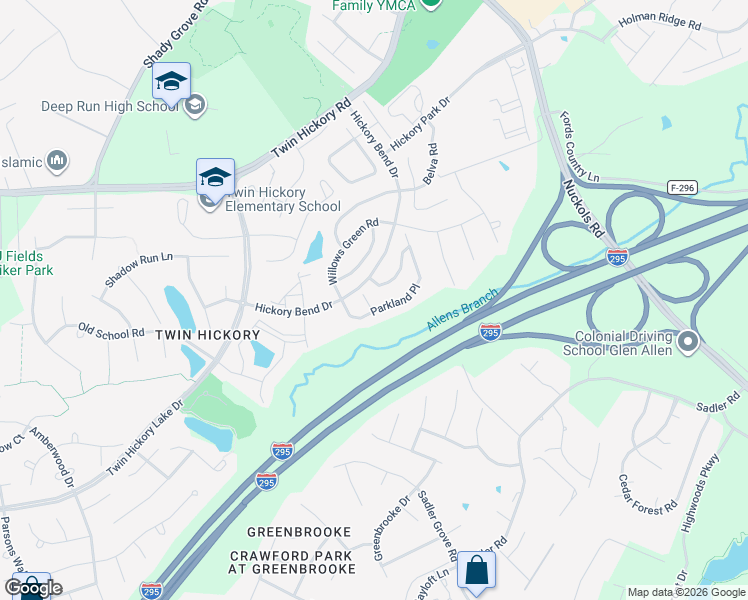map of restaurants, bars, coffee shops, grocery stores, and more near 306 Jamerson Court in Glen Allen