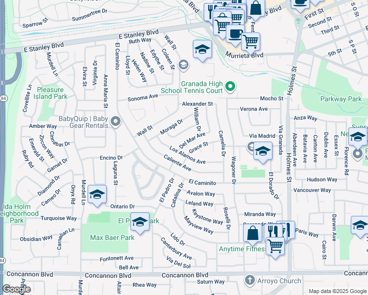 map of restaurants, bars, coffee shops, grocery stores, and more near 709 Del Mar Avenue in Livermore
