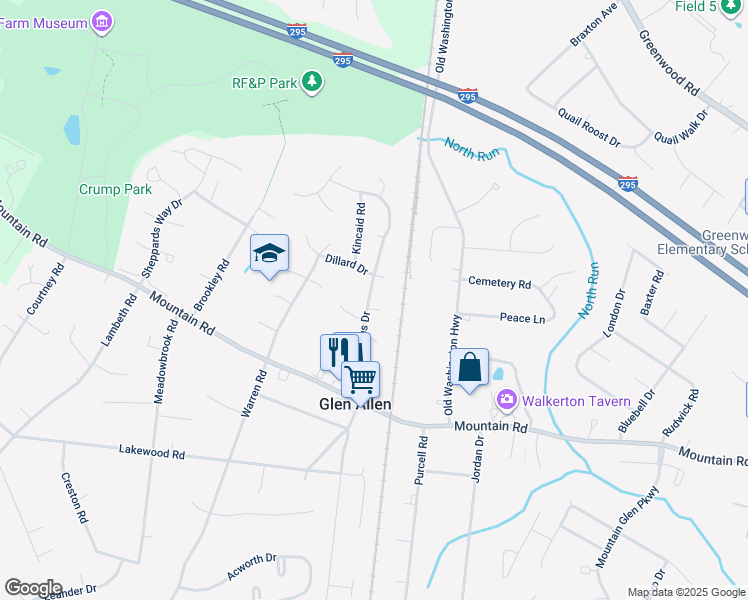 map of restaurants, bars, coffee shops, grocery stores, and more near 2812 Olde Belo Court in Glen Allen