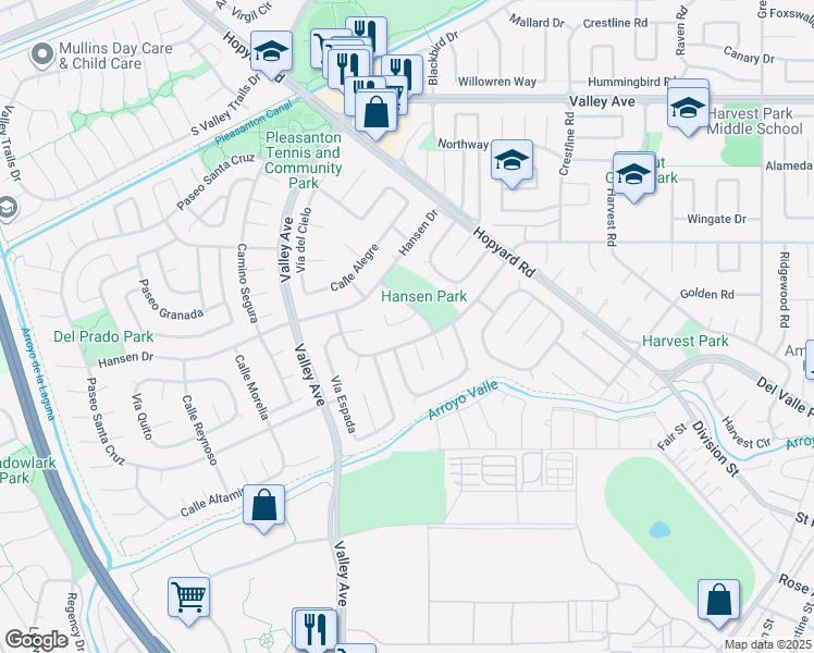 map of restaurants, bars, coffee shops, grocery stores, and more near 5810 Corte Margarita in Pleasanton