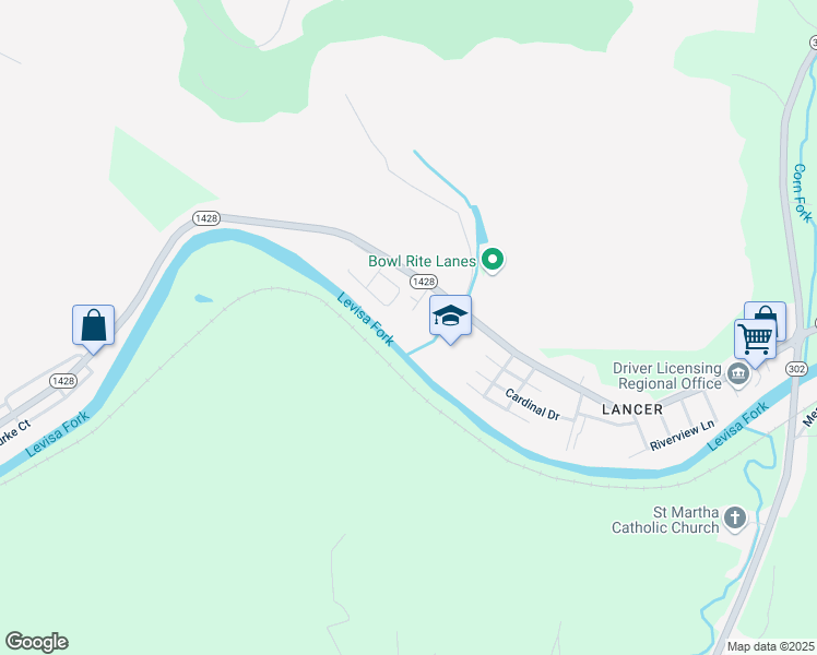 map of restaurants, bars, coffee shops, grocery stores, and more near 79 Sparrow Street in Prestonsburg