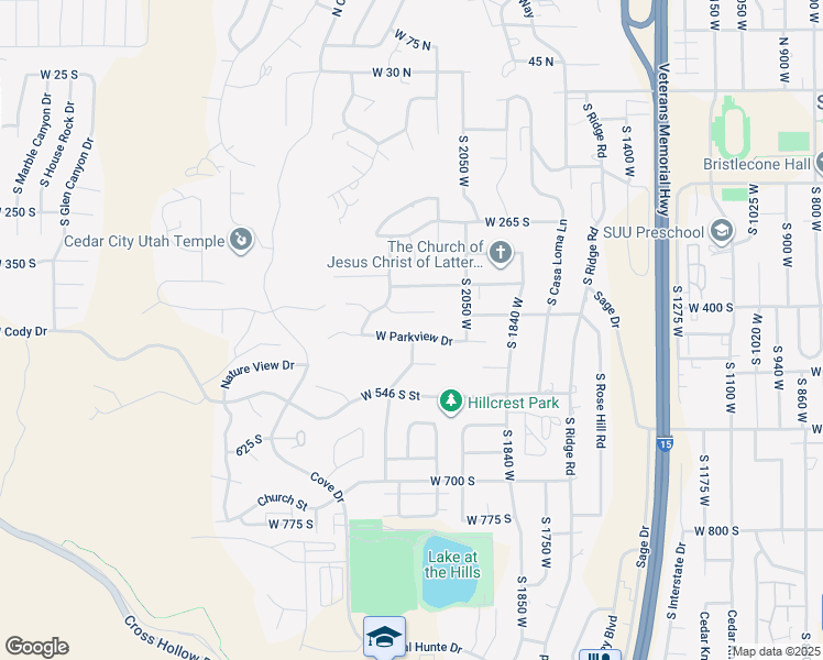 map of restaurants, bars, coffee shops, grocery stores, and more near 2168 West 460 South in Cedar City
