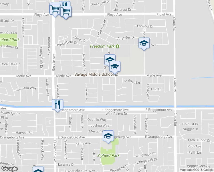 map of restaurants, bars, coffee shops, grocery stores, and more near 3412 Friar Tuck Way in Modesto