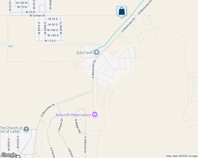 map of restaurants, bars, coffee shops, grocery stores, and more near Benson Way in Cedar City