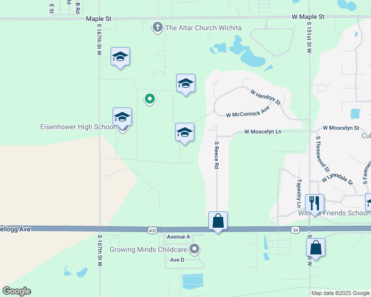 map of restaurants, bars, coffee shops, grocery stores, and more near 16158 Apollo Street in Goddard