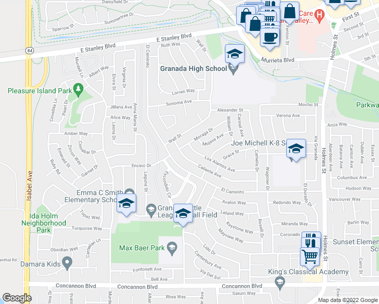map of restaurants, bars, coffee shops, grocery stores, and more near 657 Los Alamos Avenue in Livermore