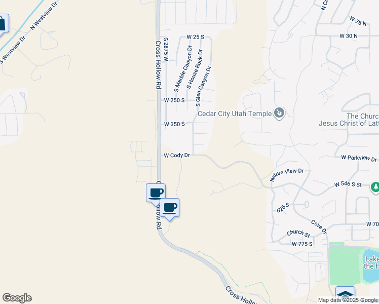 map of restaurants, bars, coffee shops, grocery stores, and more near 2788 West Cody Drive in Cedar City
