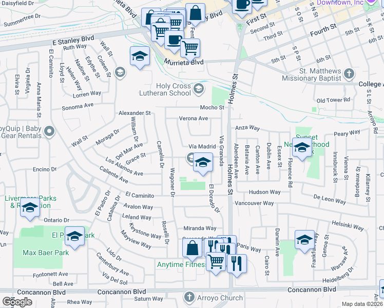 map of restaurants, bars, coffee shops, grocery stores, and more near 988 Elaine Avenue in Livermore