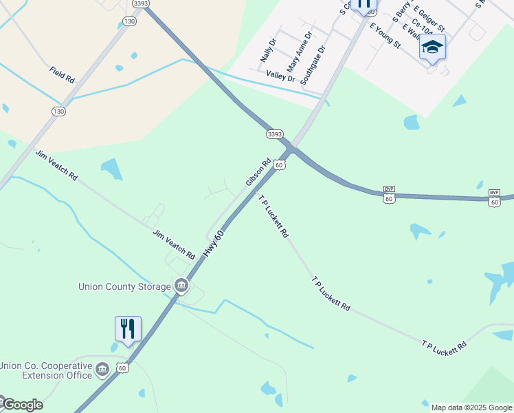 map of restaurants, bars, coffee shops, grocery stores, and more near 1380 U.S. 60 in Morganfield