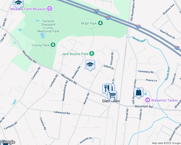 map of restaurants, bars, coffee shops, grocery stores, and more near in Glen Allen