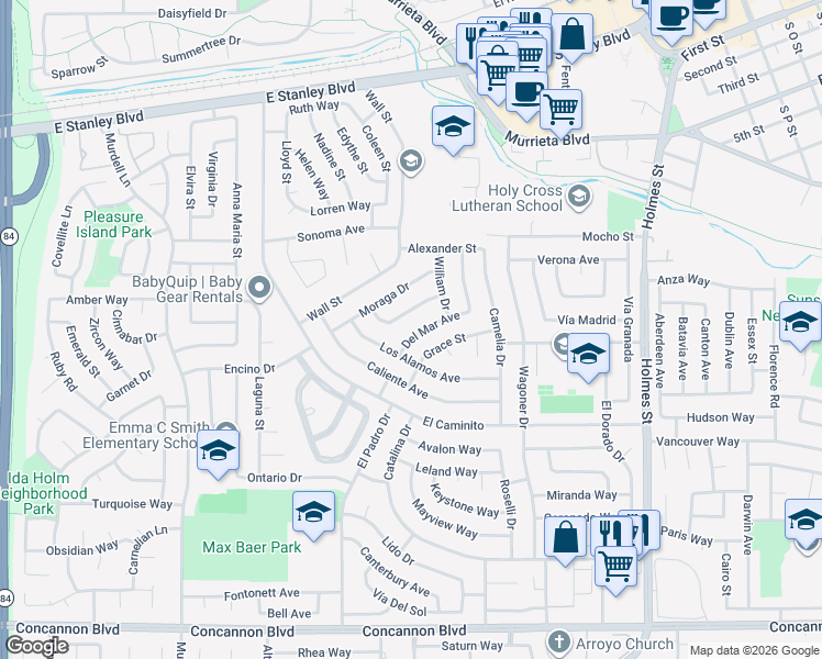 map of restaurants, bars, coffee shops, grocery stores, and more near 709 Del Mar Avenue in Livermore