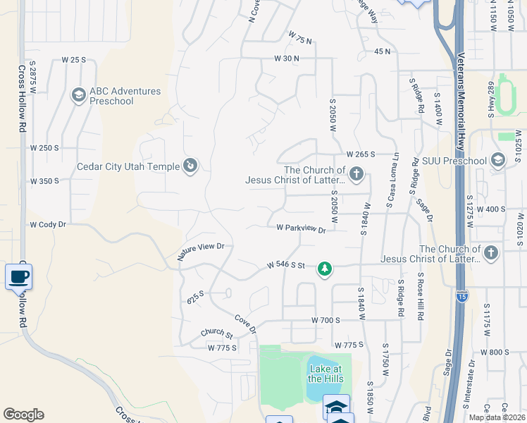 map of restaurants, bars, coffee shops, grocery stores, and more near 2232 West 460 South in Cedar City