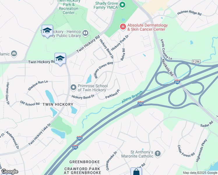 map of restaurants, bars, coffee shops, grocery stores, and more near 910 Jamerson Lane in Glen Allen