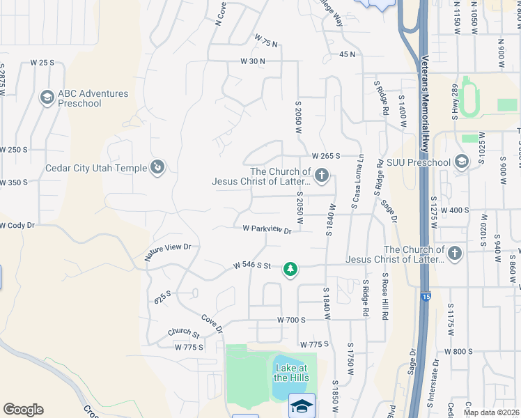 map of restaurants, bars, coffee shops, grocery stores, and more near 2176 Heather Lane in Cedar City