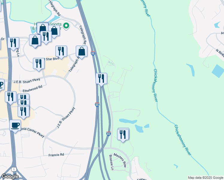 map of restaurants, bars, coffee shops, grocery stores, and more near 4005 Ironwoods Walk Drive in Glen Allen