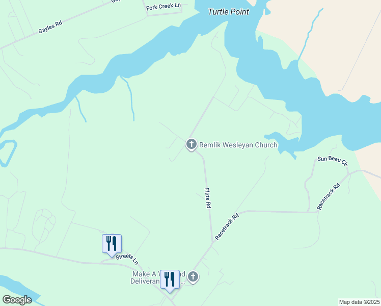 map of restaurants, bars, coffee shops, grocery stores, and more near 775 Flats Road in Urbanna