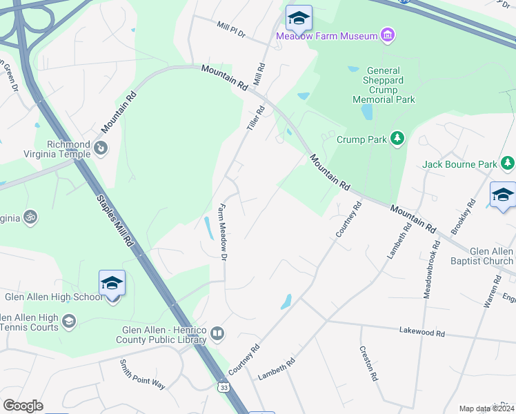 map of restaurants, bars, coffee shops, grocery stores, and more near 10405 Brennen Robert Court in Glen Allen