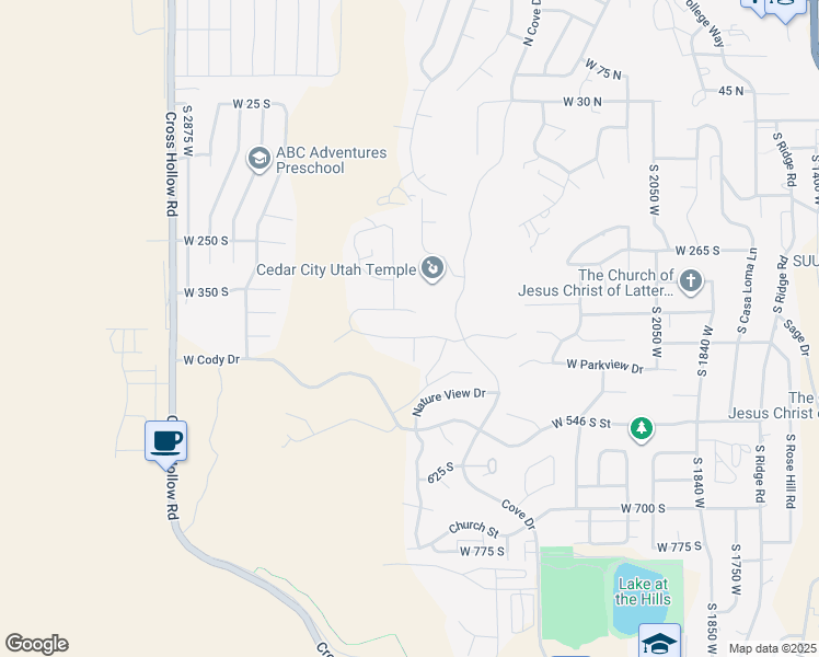 map of restaurants, bars, coffee shops, grocery stores, and more near 2492 Carmel Canyon Drive in Cedar City