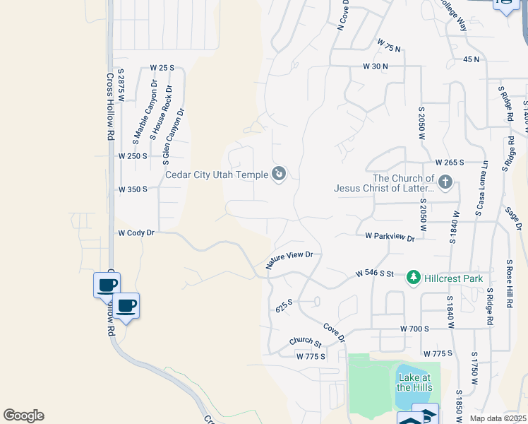 map of restaurants, bars, coffee shops, grocery stores, and more near 2492 Carmel Canyon Drive in Cedar City